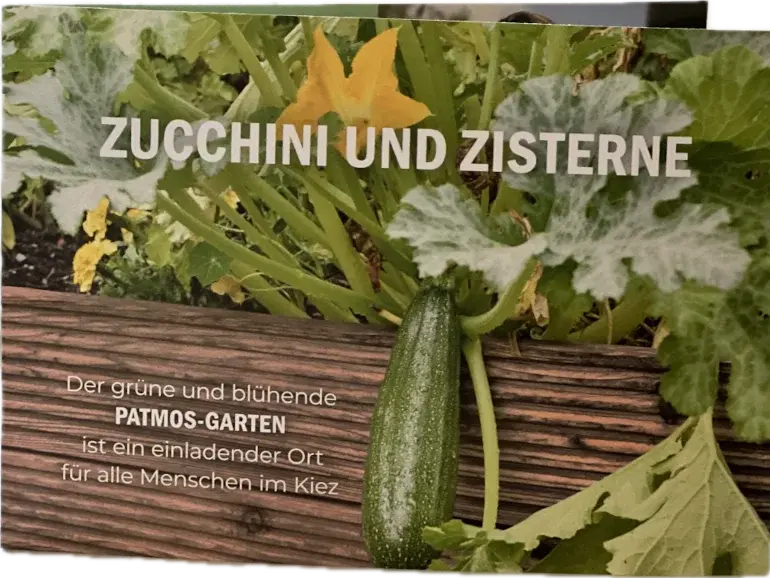 Flyer zum Kirchgeldprojekt: Zucchini und Zisterne. Bild: Niklas Dörr