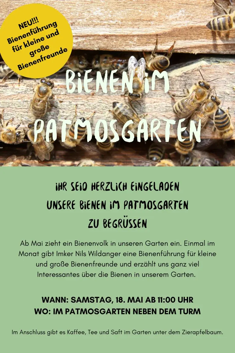 Plakat für die Bienenführung im PatmosGarten